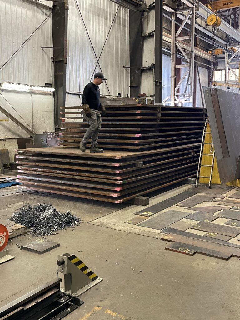 Stocked Steel Plate – Stacked and Ready for Processing on Sidney Plate Burning Table