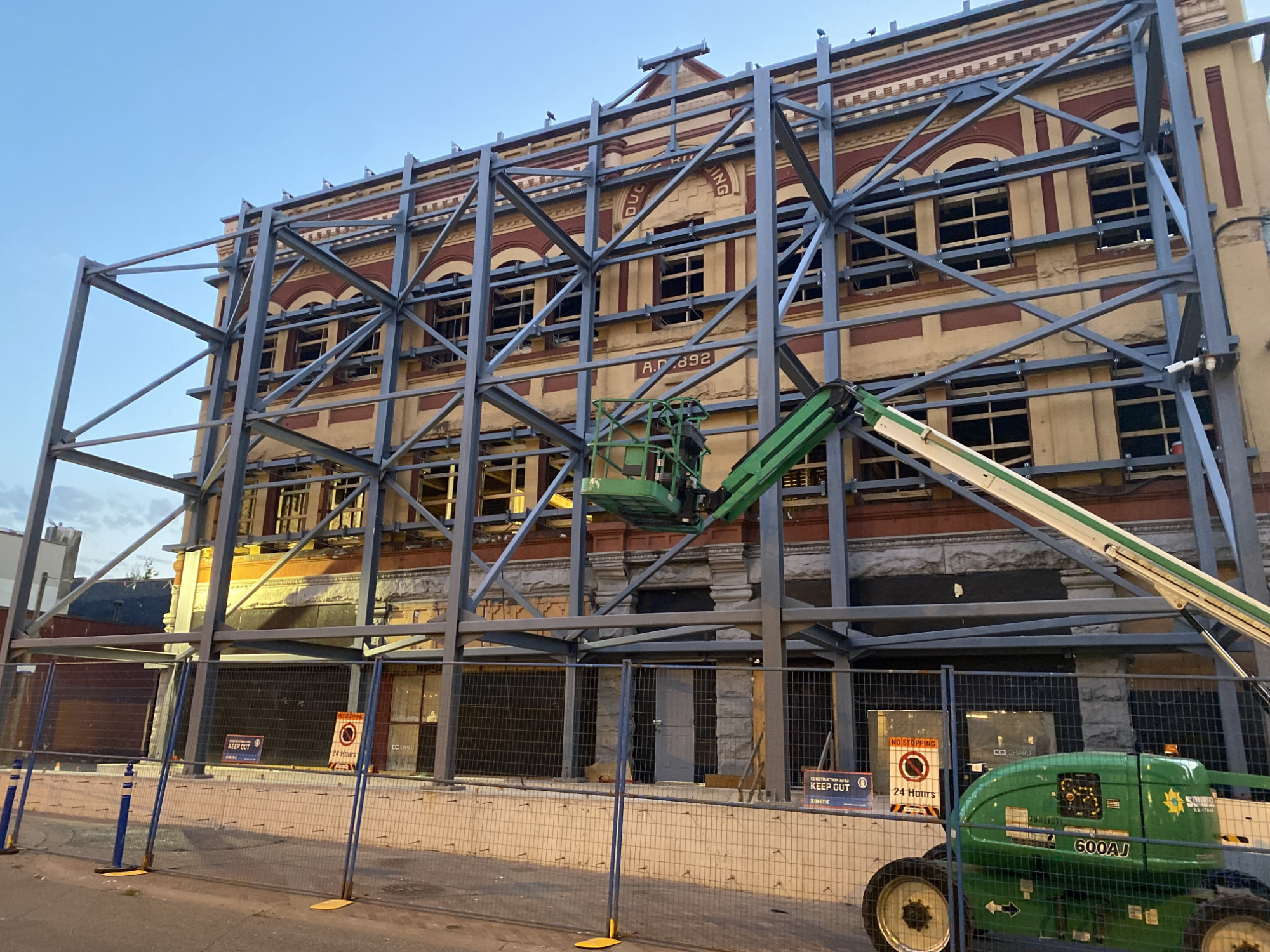 Structural Support Frame Supporting Heritage Building Façade – Completed Erection