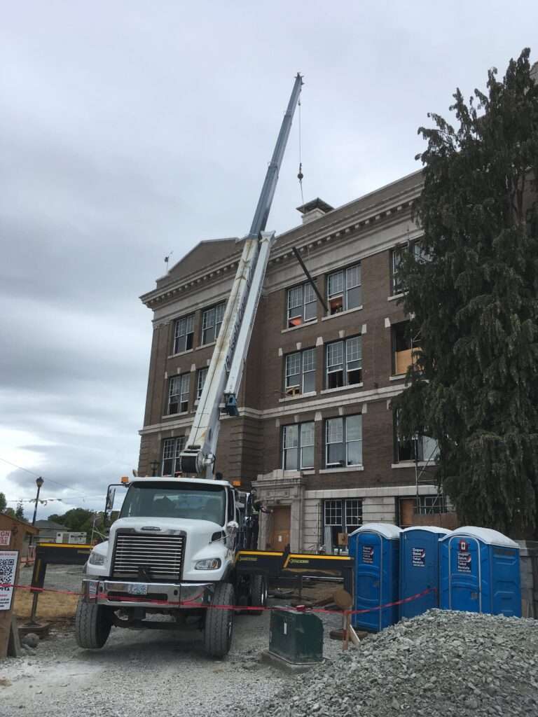 Structural Seismic Upgrade of Victoria High School – Carefully Lifting Steel Members into Heritage Building